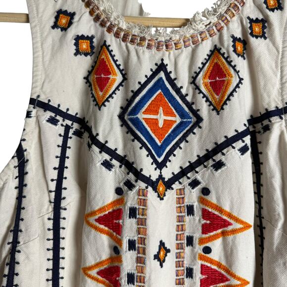 Anthropologie Akemi + Kin Reagan White Boho Embroidered Shift Mini Dress Size 0 - Picture 5 of 14